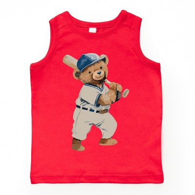 The Juniper Shop Watercolor Baseball Bear Youth Tank Top