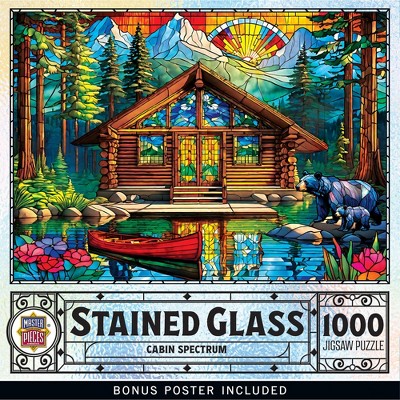 MasterPieces Stained Glass 1000 Piece Puzzle - Cabin Spectrum Art - Stained Glass Puzzles 1000 Pc