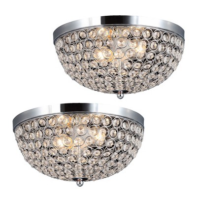 Set of 2 13" Elipse Crystal Flush Mount Ceiling Lights - Elegant Designs