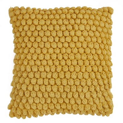 20"x20" Oversize Down Filled Crochet Pom-Pom Square Throw Pillow - Saro Lifestyle