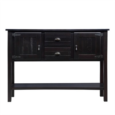 XINGHANZHENXUAN Solid Wood Sideboard Console Table with 2 Drawers & Cabinets, Retro Storage Cabinet for Dining Room, Living Room, Kitchen