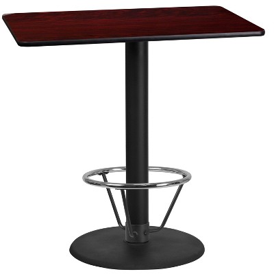 Emma and Oliver 24"x42" Rectangular Laminate Bar Table with 24"RD Foot Ring Base