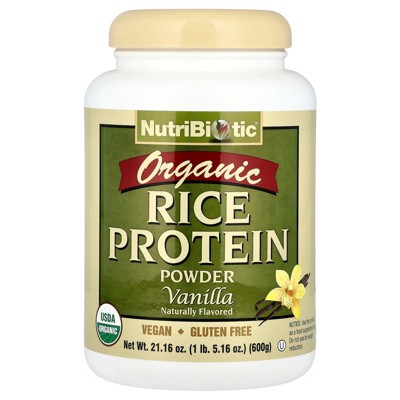 NutriBiotic Organic Rice Protein Powder, Vanilla, 1 lb 5.16 oz (600 g)