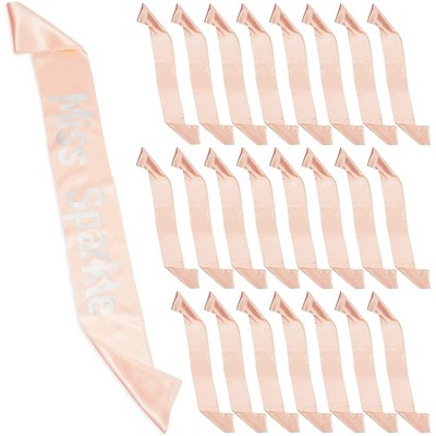 Sparkle and Bash 24 Pack Pink Blank DIY Satin Sashes, Plain Sash for Pageants & Bachelorette Party Prom, 4x33"