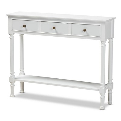 3 Drawer Calvin Wood Entryway Console Table - Baxton Studio