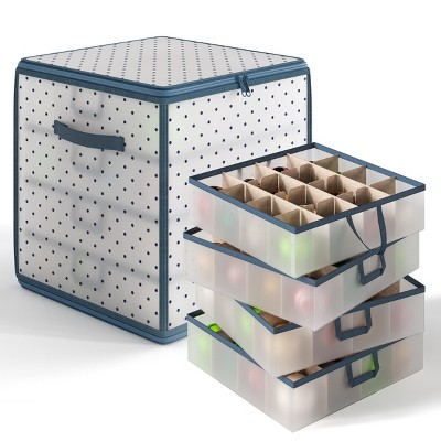 Hearth & Harbor Christmas Ornament Storage Box With Inner Tray Dividers - Ornament Storage Container For Holiday Ornaments or Decorations
