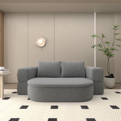 Folding Sofa Bed, Convertible Futon Sleeper Bed, 2-in-1 Foldable Floor Mattress with 2 Pillows, Breathable High-Density Foam Lazy Couch,Lounge Chair