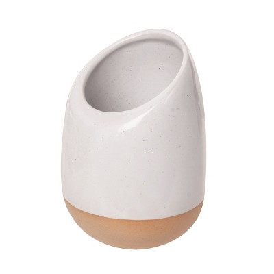 Transpac 6.75 Inch Ceramic White Wine Holder Stylish Indoor Decoration Gift Hostess Gift Holds 25.36oz Wine Rack