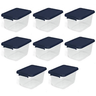 Home Logic 6.5qt 8pk Storage Bins Clear: Stackable Lidded Office Storage, Portable with Built-In Handles, Transparent
