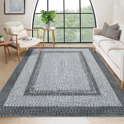 Washable Area Rugs for Living Room Non Slip Modern Braided Print Rug