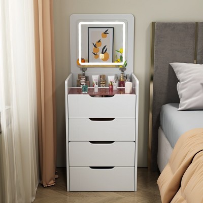 Vanity Desk Modern with Flip Top Mirror and 3 Drawers for Small Bedroom 18.9in-3irtyhousy