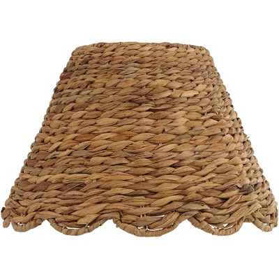 Springcrest 7" Top x 15" Bottom x 9.5" High x 9.5" Slant Lamp Shade Replacement Medium Brown Natural Water Grass Scalloped Bottom Spider Harp Finial