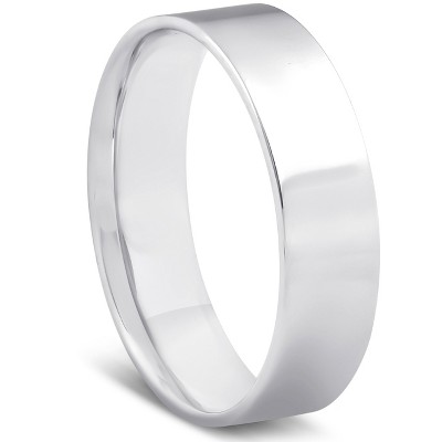 Pompeii3 10k White Gold 6mm Flat Comfort Fit High Polished Wedding Band Mens Ring - Size 10.5