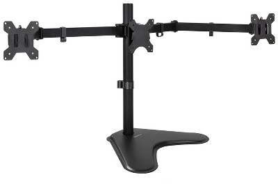 Mount-It! Triple Monitor Stand, 3 Monitor Stand Fits 19 - 27 Inch Computer Screens, Free Standing Base, Three Heavy Duty Full Motion Adjustable Arms