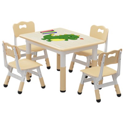 1 Table and 4 Chairs Set - Anti-Slip Pad, High-Density Table, Table Corner Packaging, Durable Modern Dining Table