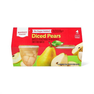 Diced Pear No Sugar Added Fruit Cups - 16oz/4ct - Market Pantry™