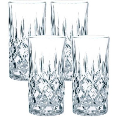 Nachtmann Noblesse 13oz Long Drink Glass (Set of 4) - Luxury Crystal Highball Glasses with Cut Decoration - Dishwasher-Safe Barware Essentials