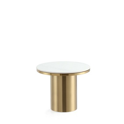 Manhattan Comfort Glenn Sintered Stone Top End Table Gold