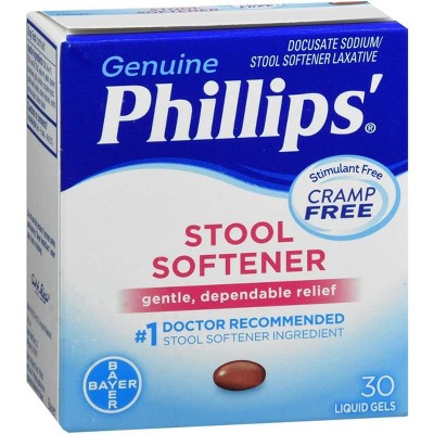Genuine Phillips Stool Softener Liquid Gels 100mg, 30 Count