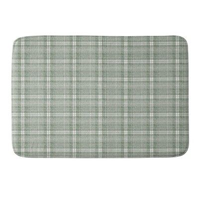 Little Arrow Fall Plaid Memory Foam Bath Rug Green - Deny Designs: Midweight Microfiber, Machine Washable