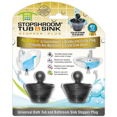 StopShroom (Black) Tub & Sink Universal Stopper Plug for Tub & Bathroom Drains from TubShroom