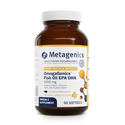 Metagenics OmegaGenics Fish Oil 1000mg, High Potency Omega-3 EPA & DHA for Heart, Musculoskeletal & Immune Health, 60 Softgels
