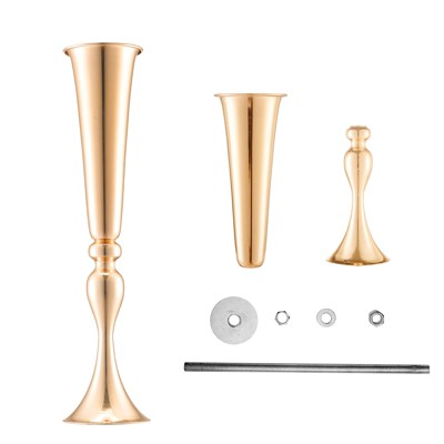 VEVOR 2PCS 56cm/22.05” Tall Wedding Flower Vase, Metal Wedding Trumpet Centerpiece, Gold Floral Stand Display Rack, Gold