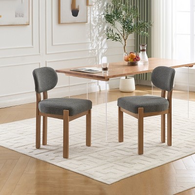 PexFix Wooden Dining Chairs Set of 2 Modern Fabric Upholstered Dining Room Chair Kitchen Chairs Farmhouse Dinner Chair for Kitchen Dining Room Grey