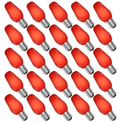 Luxrite C7 LED Purple Replacement Light Bulbs, String Lights, 0.5W, Shatterproof Colored Candelabra Bulb, Enclosed Fixture Rated E12 Base 25 Pack