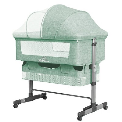 Yinvani Green Aluminum Frame Foldable Crib with Mosquito Net