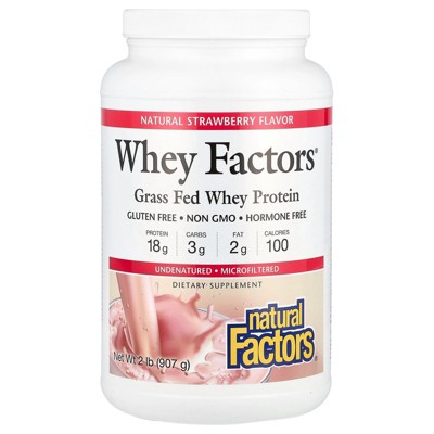 Natural Factors Whey Factors®, Grass Fed Whey Protein, Strawberry, 2 lb (907 g)