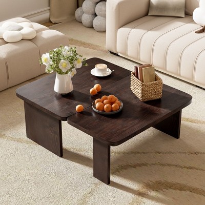 Okak Modern Minimalist Modular Coffee Table Set, 2-Piece Rectangle Convertible Design, Space-Saving Multifunctional Table for Living Room