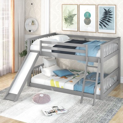 NicBex Bunk Bed with Convertible Slide and Ladder,Pine Wood Bunk Bed Frame with Safety Guardrail for Kids Teens Dorm Rooms