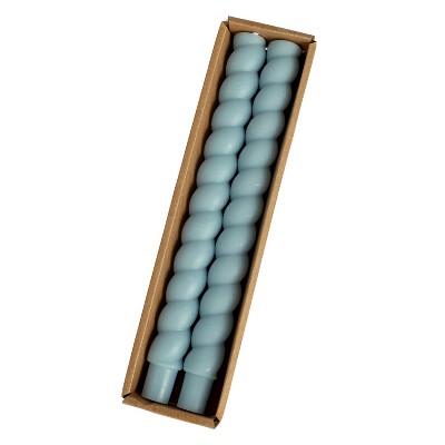 Storied Home Twisted Taper Candles in Box, Blue, Set of 2