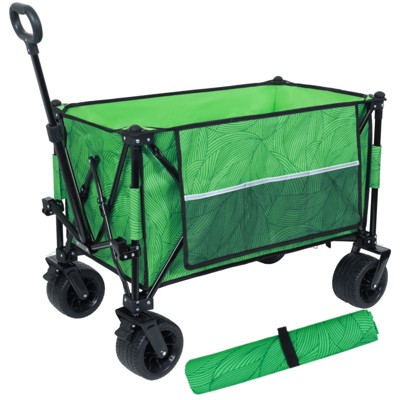 FATMOON Heavy-Duty Folding Beach Wagon Cart 480lbs Capacity with All-Terrain Wheels & Waterproof Picnic Mat | Ideal for Camping, Picnic, Beach