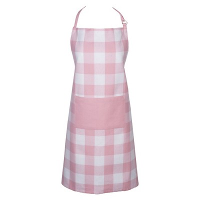 Design Imports  Buffalo Check Chef Apron Pink & White