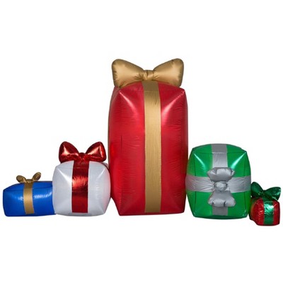 Gemmy Inflatable Fuzzy Gift Box Scene 7.5 FT Length