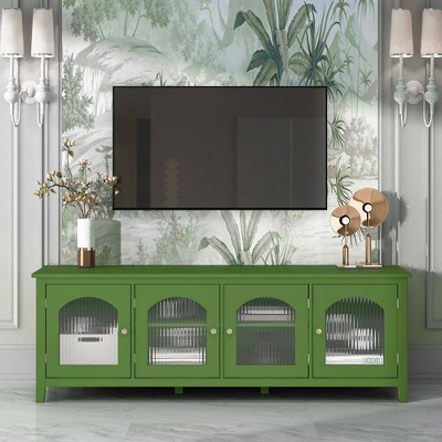 CAVINAS Stylish TV Stand Media Console with Solid Wood Frame Entertainment Center for Living Room