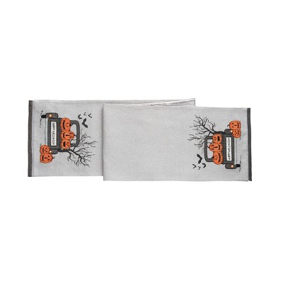 C&F Home Bats & Jack-O-Lantern Pumpkins "Happy Halloween" Cotton Table Runner 13" x 72"