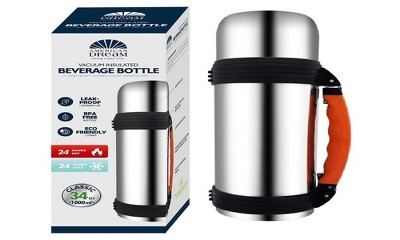 J&V TEXTILES Stainless Steel Water Bottle (51oz 40oz 34oz 25oz) - Keeps Liquids Hot or Cold w/Vacuum Insulation