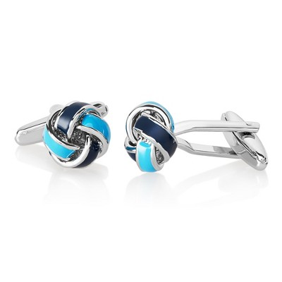 West Coast Jewelry Men's Polished Blue True Love Knot Cufflinks