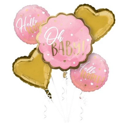 LoonBalloon Pink Baby Girl Balloon Bouquet -for Baby Celebrations