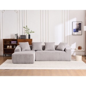 101'' Corduroy L-Shaped Modular Sectional Sofa with High-Density Sponge and 4 Pillows, No-Assembly Couch - 1 of 4