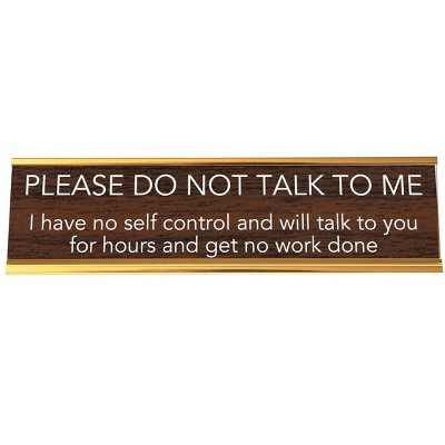 LEMONSODA Nameplate Style Desk Sign (PLEASE DO NOT TALK TO ME) - Brown and Gold