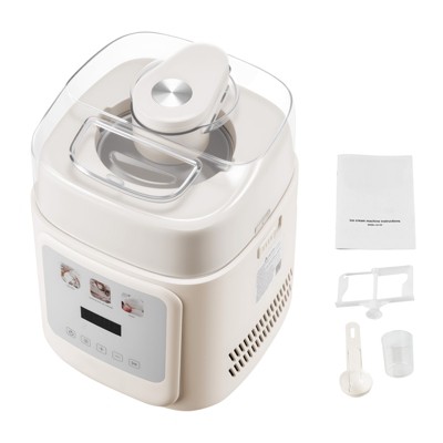 VEVOR Upright Automatic Ice Cream Maker with Built-in Compressor, 1 Quart No Pre-freezing Gelato Maker, 4 Modes Electric Sorbet-Maker, White