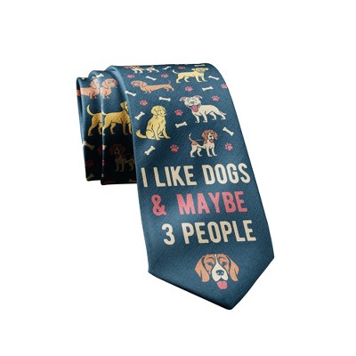 Crazy Dog I Like Dogs and Maybe 3 People Necktie Funny Neckties for Men Cool Dog Tie Mens Funny Ties