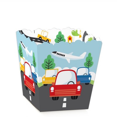 Big Dot of Happiness Cars, Trains, and Airplanes - Party Mini Favor Boxes - Transportation Birthday Party Treat Candy Boxes - Set of 12