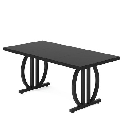 Resenkos Computer Desk, Office Desk, Study Desk,63" Executive Desk, Modern Computer Desk with Metal Geometric Base,Black