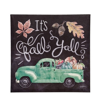 Gallerie II Harvest "It's Fall Y'All" Pickup Truck w/ Pumpkins Canvas Wall Art