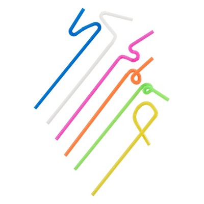 True Ultra Bendy Straws, Long Flexible Party Straws for Cocktails, Smoothies, Iced Coffee, Disposable Party Supplies, Assorted Colors, Set of 50